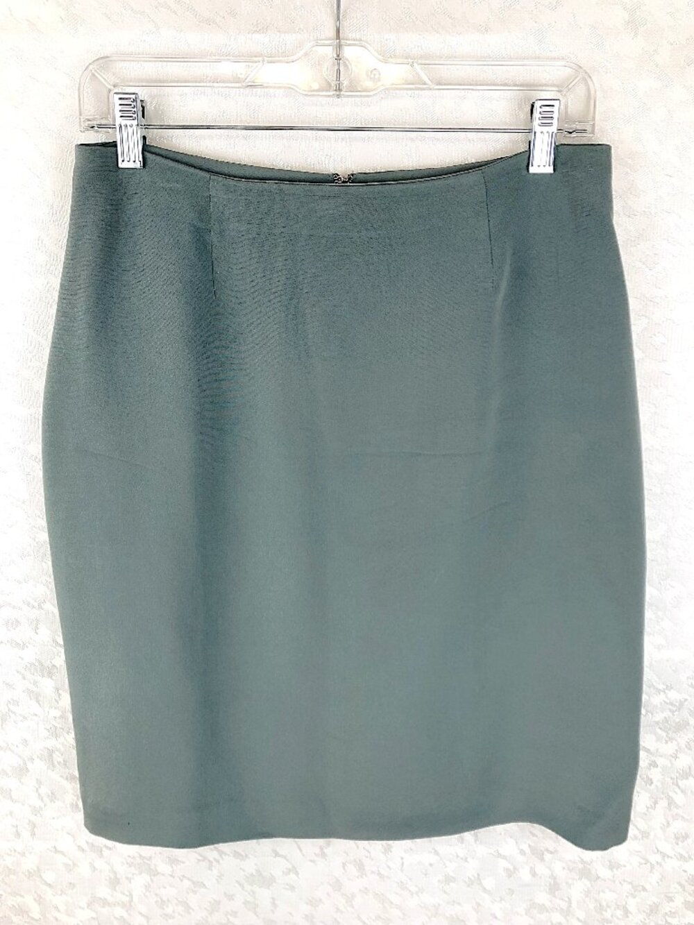 Carole Little Petites Vintage Silk Sage Green Midi Pencil Skirt Lined Chic Sz 10